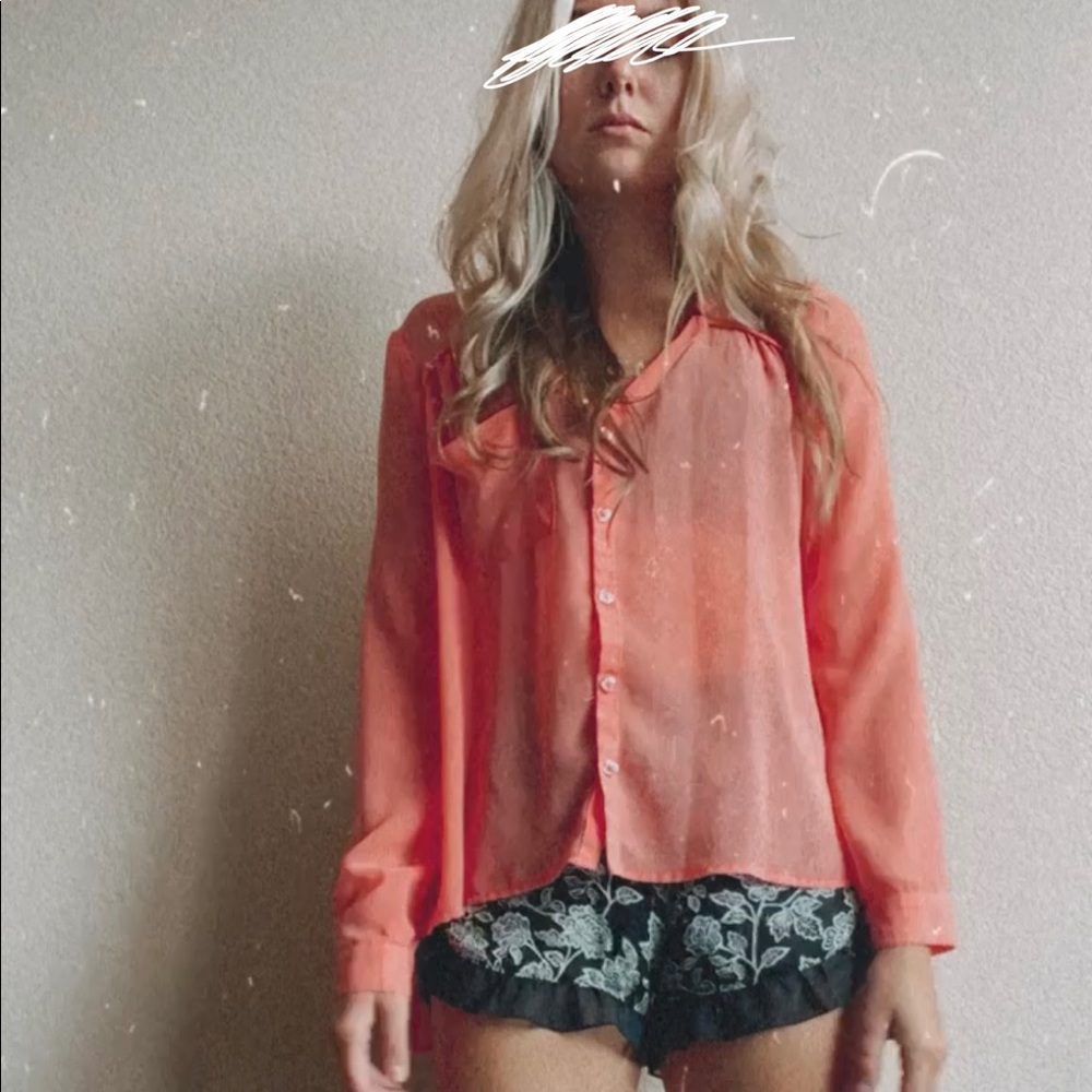 Silence+Noise transparent button up shirt